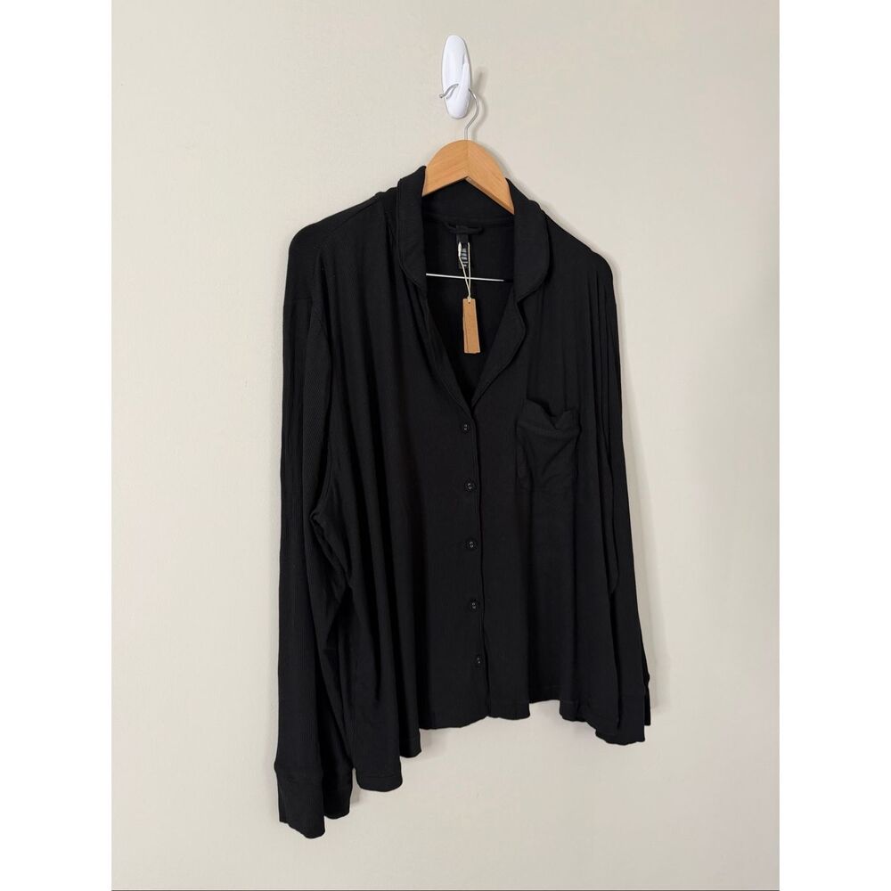 SKIMS Soft‎ Lounge Long Sleeve Top Ribbed Size 2X in Black NEW - Picture 3 of 5
